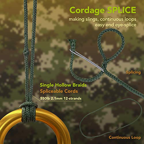 emma kites Camo Green Kevlar Braided Cord 120Ft 300Lb Abraision Flame