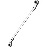 toolant Extra Long Double Flex Head Ratcheting Wrench 8 x 10 mm | 90-tooth ratchet with 180&deg; flex heads. Deep profile box end collar design reaches tight spaces. Reversible &amp; CR-V steel