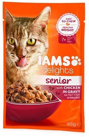 Iams & Eukanuba 3 x Delights Cat Pouch Senior Chicken In Gravy 85g (Pack of 24)