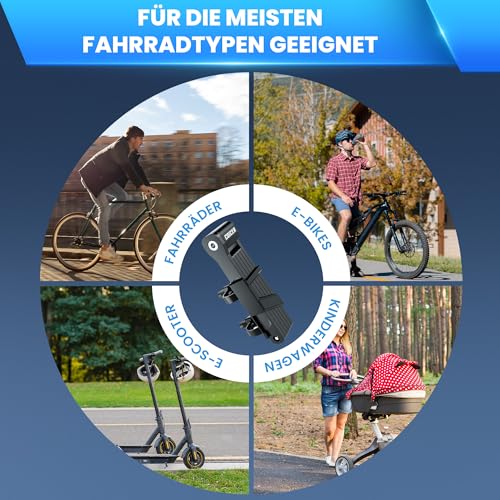 Bicycle Lock Folding Lock 85 cm with 3 Keys, E Scooter Lock Folding Lock Bicycle and Motorcycle, Bicycle Lock High Security with Holder, E Scooter Lock for Scooter, Bicycle Lock, Black