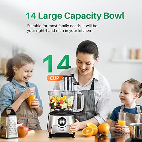Food Processors 2022 MAGICCOS 1000W 14 Cup Food Processor, Large Dual