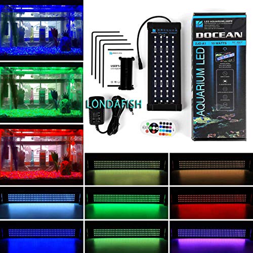 LONDAFISH Aquarium Fish Tank LED Lights RGB Aquarium Hood Lighting Led Fish Tank Light Waterproof LEDs Lights 16 Colors (10W)