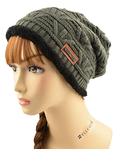 Ellewin unisex winter slouchy beanie knit skull cap fle…