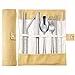Tatuo 7 Pieces Portable Stainless Steel Flatware Set Travel Cutlery Silverware Set Reusable Utensils with Case, Stainless Steel Knife Fork Spoon Chopsticks Straws (Silver)