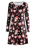OUGES Women's Long Sleeve Christmas Print Xmas Gifts Casual Dress