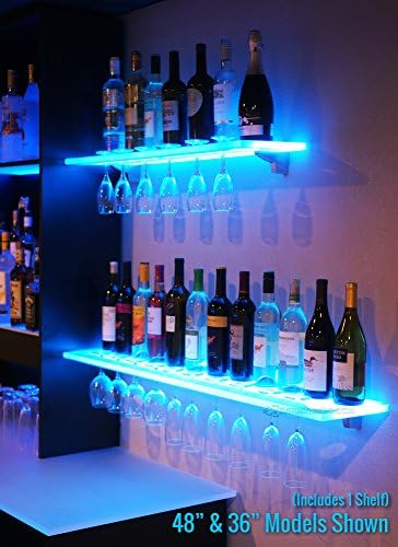 4' LED Lighted Floating Bar Shelving with Integrated Wine Glass Rack (Shelf Only)