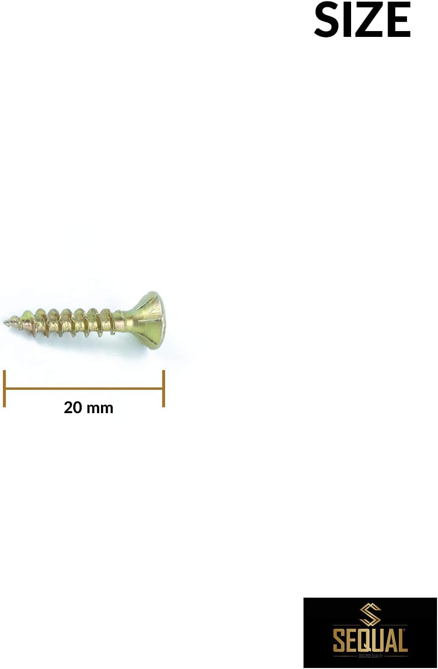 SEQUAL®Hyper Drive Wood Screws M3.5x20mm(Box Of 200), Self Countersinking Head For Flush Smooth Finish, Woodscrews Pack With Knurled Thread For Easier Drive And Holding Power, Rust Resistant Screw Set - Image 4