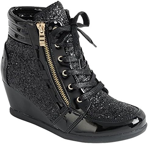 Trends SNJ Women's Fashion Hi Top Wedge Sneakers Ankle Boot Bootie