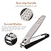 Gotofine Nail Clipper Set with Catcher - Fingernail and Toenail Clipper Cutter, No Mess Nail Fragments, Anti-Skid Handle, Premium Quality Stainless Steel, PU Case Included