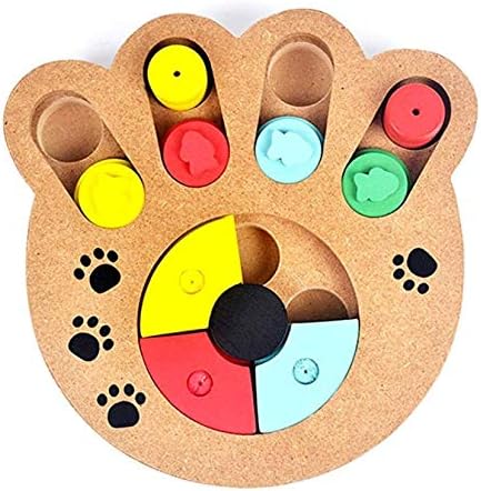 Anicle Pet Intelligence Training Toy Smart IQ Interactive Feeding Treats Puzzle Fun Hide and Seek Food Wooden Feeder Bowl for Dogs Cats