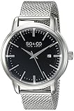 SO&CO New York Men's 5207.2 Madison Quartz Black Dial Date Stainless Steel Mesh Bracelet Watch