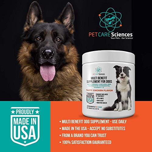 Daily Dog Multivitamin Supplement for Senior Dogs Hip and Joint, Skin and Coat, Digestive Health Supplement with Turmeric Curcumin, MSM, Glucosamine Chondroitin, Vitamin C, Vitamin E Made in The USA
