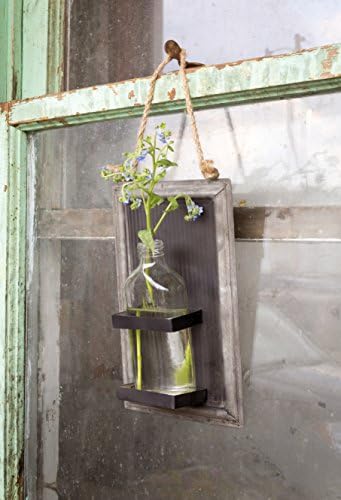 Hanging Bottle Vase with Metal Chalkboard Sheet and Jute Rope Hanger