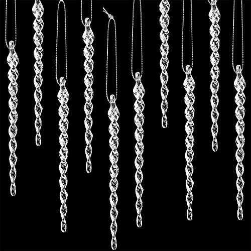 30 Pieces Plastic Icicle Twisted Plastic Icicle Christmas Ornaments Icicle Decoration Christmas Tree and Holiday Xmas Party Wedding Hanging (Clear,5.9 Inch) — image 1