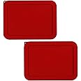 Sophico 3 Cup Rectangle Silicone Storage Cover Lids Replacement for Pyrex 7210-PC Glass Bowls, Container not Included (RED, 2 Pack)