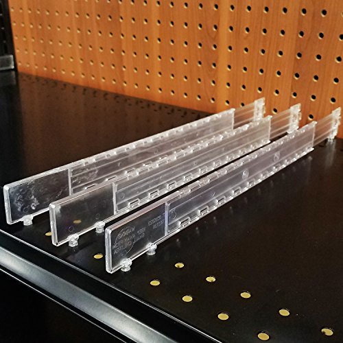 Plastic Extendable Adjustable Depth Gondola Shelf Dividers - Retracting Item Organizer / Separator for Shelves 14" to 22" D - 10 Pack