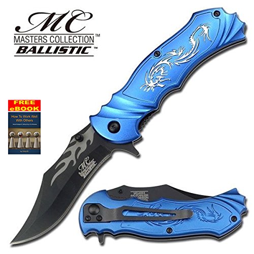Mtech Ballistic Series Dragon Blue Spring Assist Assisted Knife Knives #A003BL + free eBook by OnlyUS