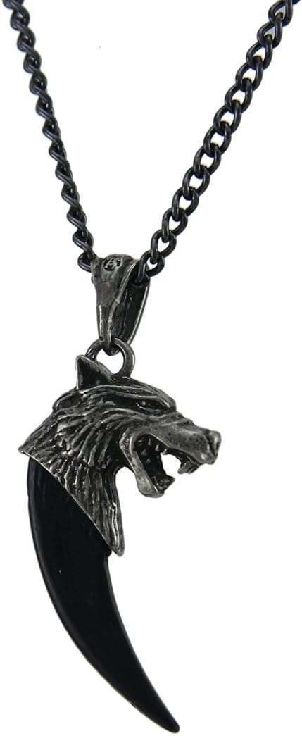 3D Double Sided Wolf Macht Pendant Necklace