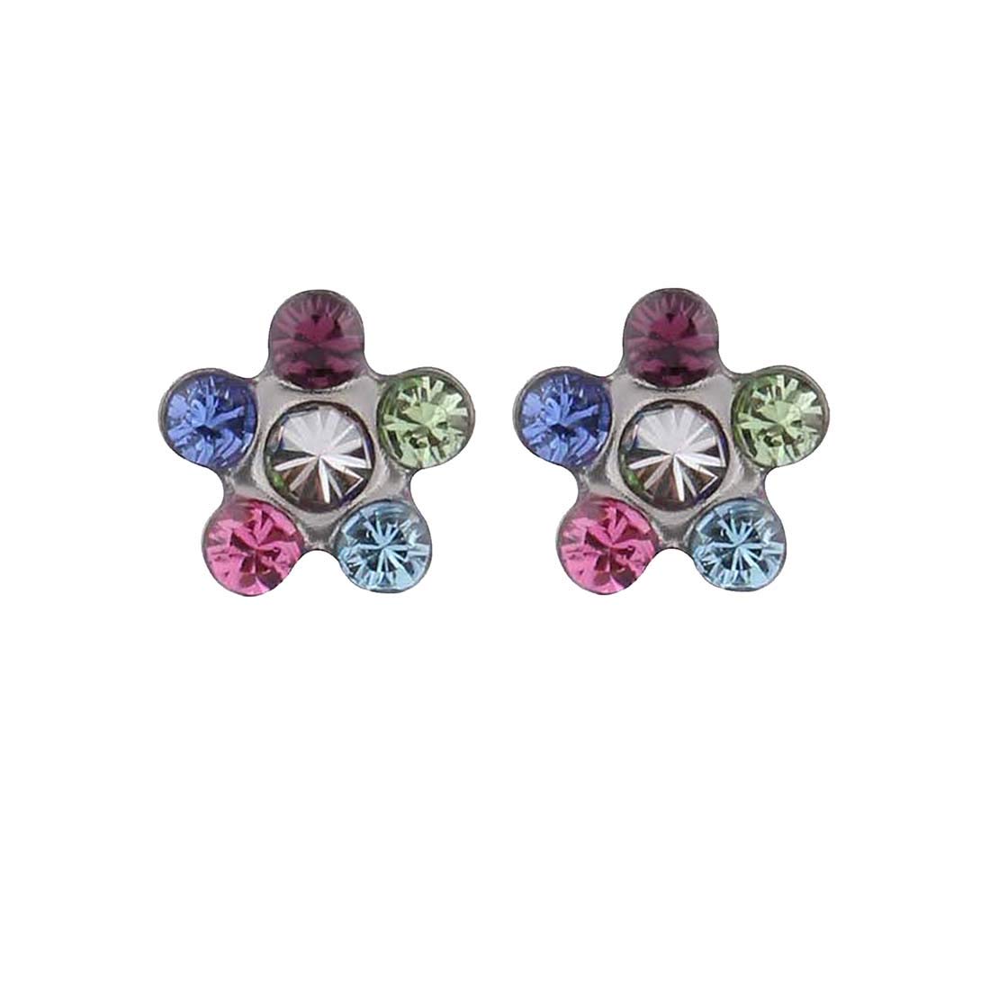 Tiny Tips Stud Earrings Tiffany Setting Hypoallergenic (stainless daisy rainbow)