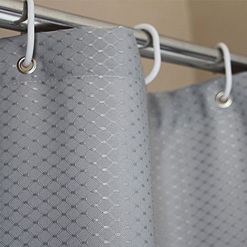 EurCross Extra Wide Shower Curtain 108 x 72, Solid Gray Waffle Weave Fabric Shower Curtain for Bathroom, Heavyweight, Water-Repellent 108inch Wide by 72inch Long - Thumbnail 2