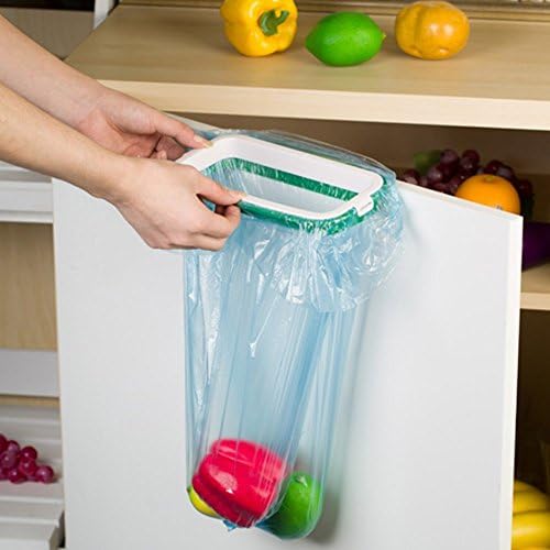 EVANA Trash Bag Holder for Kitchen Cabinet Garbage Bags Hanging Rack Kitchen Cupboard Green and White (Color as available)