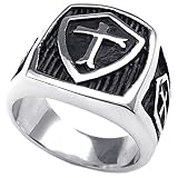 KONOV Mens Stainless Steel Ring, Vintage Shield Cross, Black