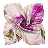Kobwa(TM) Women Flower Mulberry Silk Square Scarves Bandana Scarf