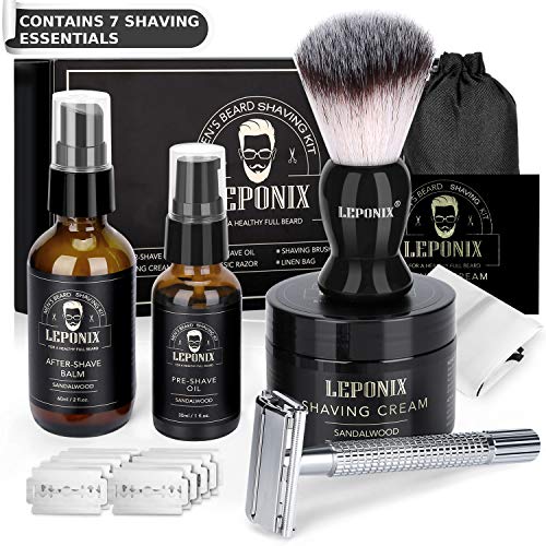 Shaving Kit for Men, Include Safety Razor, Sandalwood Shaving Cream, Mens aftershave, Pre Shave Oil, Shaving Brush… - Image 2