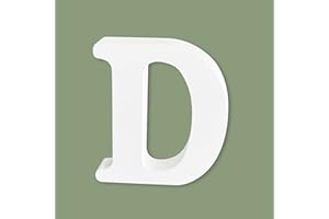 HANWER 4 Inch Wooden Alphabet Letters, White Wood Letters for Wedding Birthday Party Wall Decor, Unfinished Wood Letters for Crafts (Letter D)
