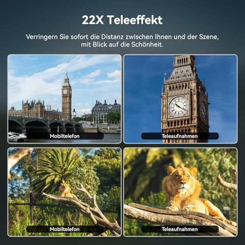 Evil Eye - 22x Telephoto Lens/ 205° Fisheye Lens/ 120° Wide Angle Lens/ 20x Macro Lens/ Tripod and Remote Shutter for iPhone Samsung, Huawei and Most