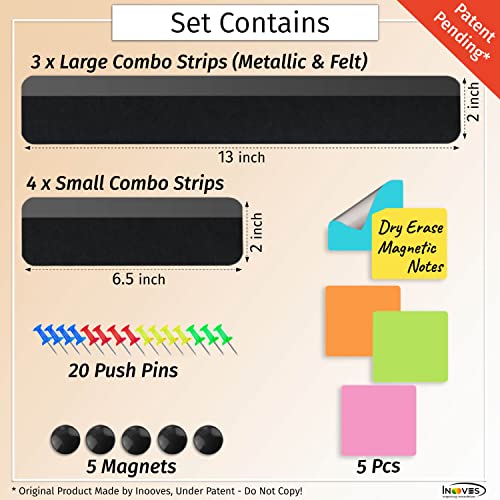 Inooves Combo Bulletin Board Strips Felt Cork Board Strips with Metal