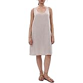 Amazhiyu Women's 100% Linen Summer Casual Sleeveless Midi Tank Dresses with Pockets