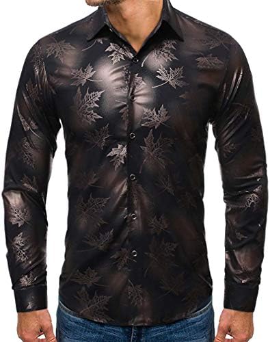 Men Casual Dress Shirt Long Sleeve Slim 