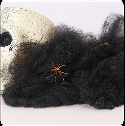 Partysanthe Streachable Spiders Web with 2 Fake Spiders/Stretchable Spider Web Spooky Halloween Decoration with 2 Spiders Party Decor