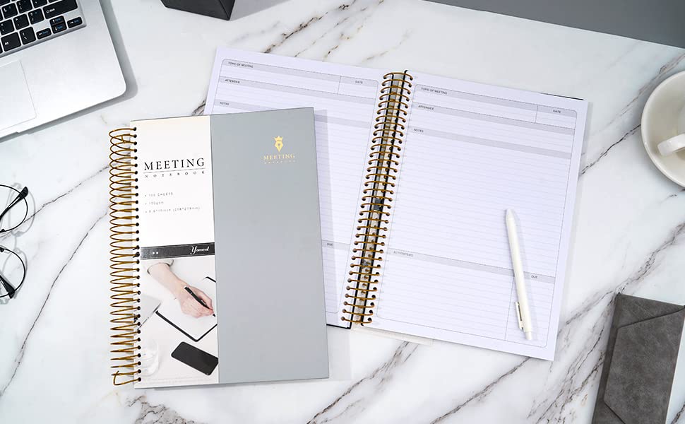 Meeting Notebook for Work with Action Items Hardcover Spiral Meeting