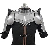 Medieval Iron Armor Gorget Set with Pauldrons Shoulder, Guard Spaulders Arm Shoulder Set Silver Polished