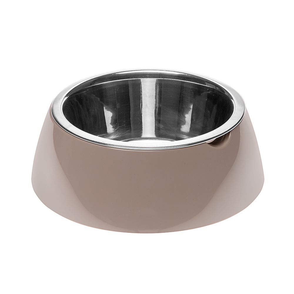 Ferplast Jolie Dog Bowl Cat Bowl - Stainless Steel Water & Food Dog Bowls with Plastic Holder, Non-Slip, Medium (0.9 L), Dove Grey