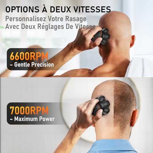 MAXGROOM Men's Bald Head Razor - Electric Shaver with 7D Floating Heads - IPX6 Waterproof & Magnetic Cleaning - 2 Speeds - Gift Idea for Men (Black)