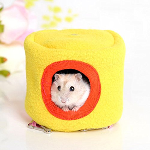 Bestanx Pet Hamster House Hammock Small Animals Mouse Squirrel Stump Type Warm Fleece Nest Hanging Bed in Winter (Randomly Colors) - Thumbnail 2