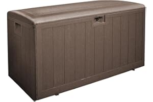 Plastic Development Group 130 Gallon Multipurpose Outdoor Backyard Patio Storage Deck Box Container with Soft Close Lid, Java