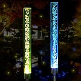 Solar Lights Outdoor - New Upgraded Garden Decor Acrylic Bubble Lights, Multi-Color Changing Solar Powered Garden Stake Lights for Patio, Pathway, Yard Decoration, Longer Working Time (2 Pcs)