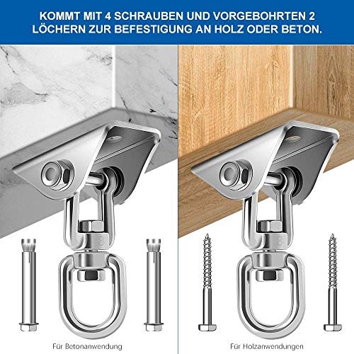 XNX Deckenhaken Hängesessel,Edelstahl Deckenhaken 360° Dreh Schaukelhaken für Betonholz,Hängematte,Veranda Sitz,Stuhl… – Bild 4