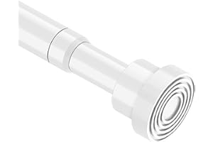 Tension Curtain Rod 33 to 56 Inch Adjustable White Curtain Rods No Drill Tension Rod Expandable Pressure Spring Tension Rods 