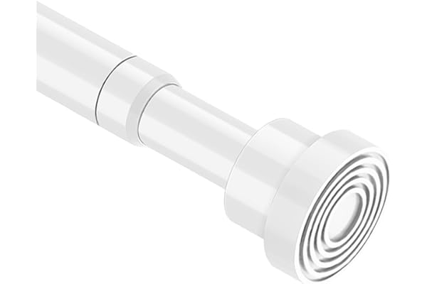 Tension Curtain Rod 33 to 56 Inch Adjustable White Curtain Rods No Drill Tension Rod Expandable Pressure Spring Tension Rods