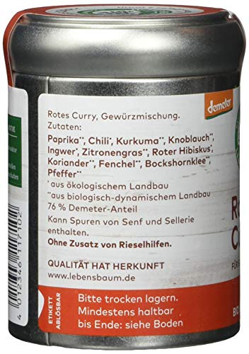 Lebensbaum Rotes Curry, Bio-Gewürzzubereitung für scharfe Currys, Gewürz-Mischung mit Paprika, Chili & Kurkuma für… – Bild 4
