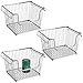 mDesign Stackable Metal Basket for Kitchen Storage - Large Wire Farmhouse Bin Basket w/Handles for Pantry - Stacking Wire Basket Organizer for Food, Drinks - Hyde Collection, 3 Pack, Silver