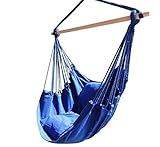 Busen Hammock Hanging Rope Chair Sky Air Hammock Swing Chair Porch Chair with Stand Cushioned Seat
