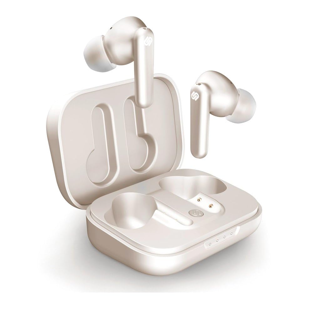 Urbanista London True Wireless Earbuds Headphones with Active Noise Cancelling, 25 Hours Playtime, Touch Controls & 6 Microphones for Clear Calling, Bluetooth 5.0 Earphones, White