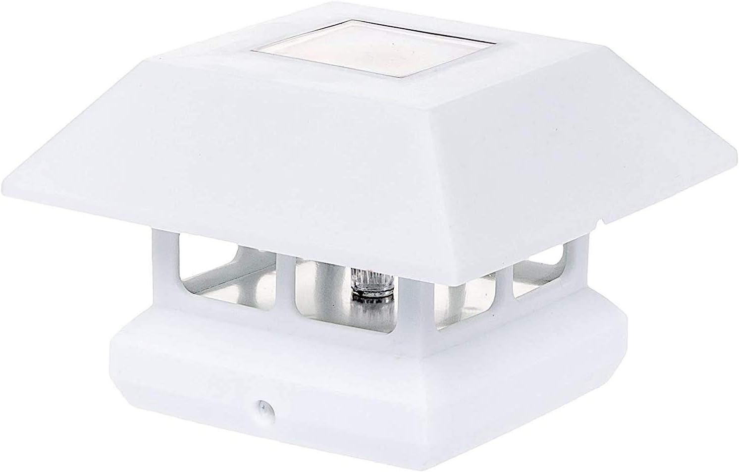 Veranda White Outdoor Solar Powered Rechargeable LED Post Cap Light, 4