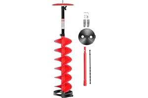 VEVOR Ice Auger Drill Bit, 8in Diameter 39in Length, Cordless Nylon Ice Fishing Augers with Extra 13.4in Extension Rod, Drill